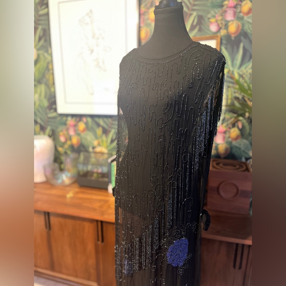 Vintage 1920’s Beaded Silk Flapper Dress, Small/Medium